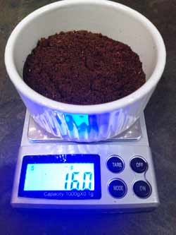 weighing out the coffee